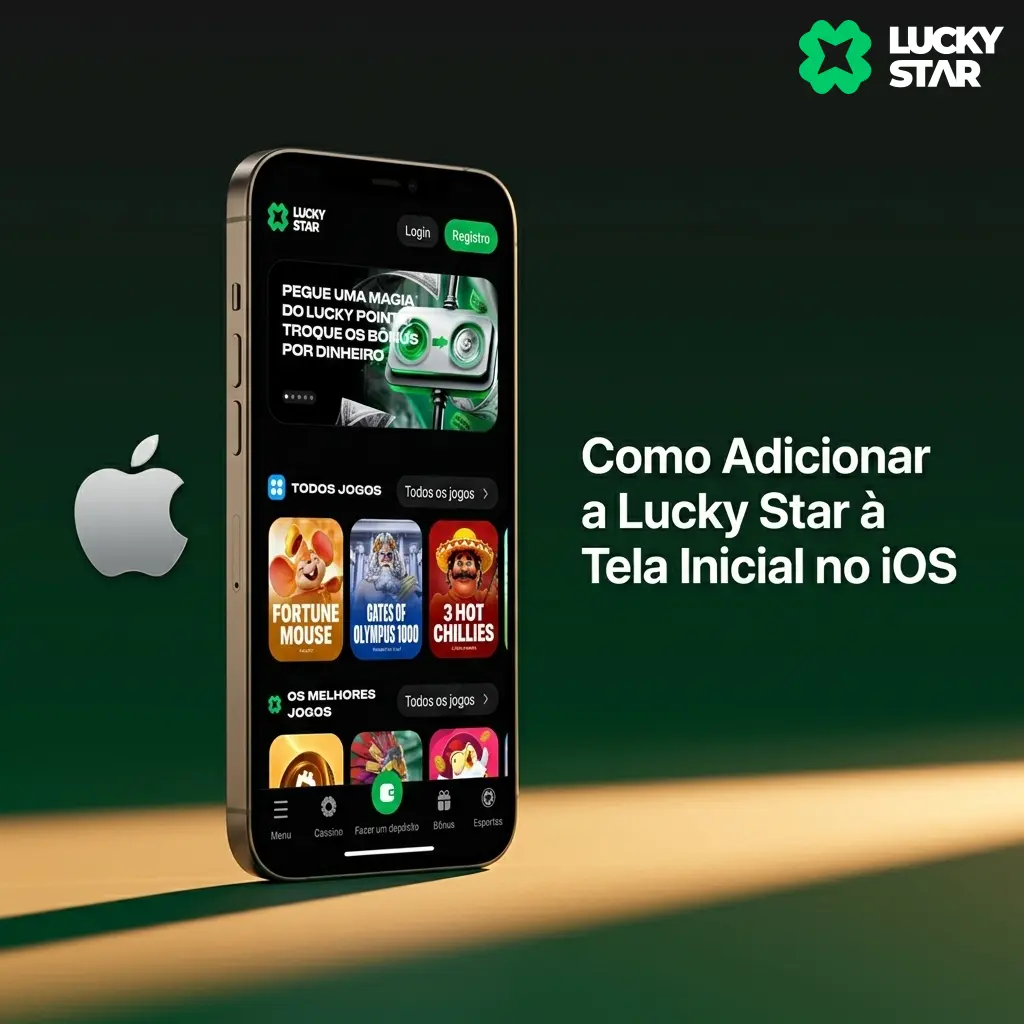 Acesse a plataforma Lucky Star direto pelo ícone na tela inicial do seu iOS em menos de um minuto.