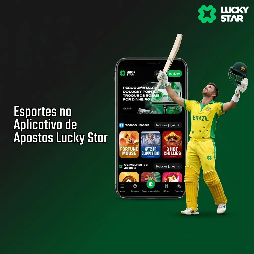 Acesse a seção de esportes no aplicativo Lucky Star e aposte em eventos locais e internacionais.