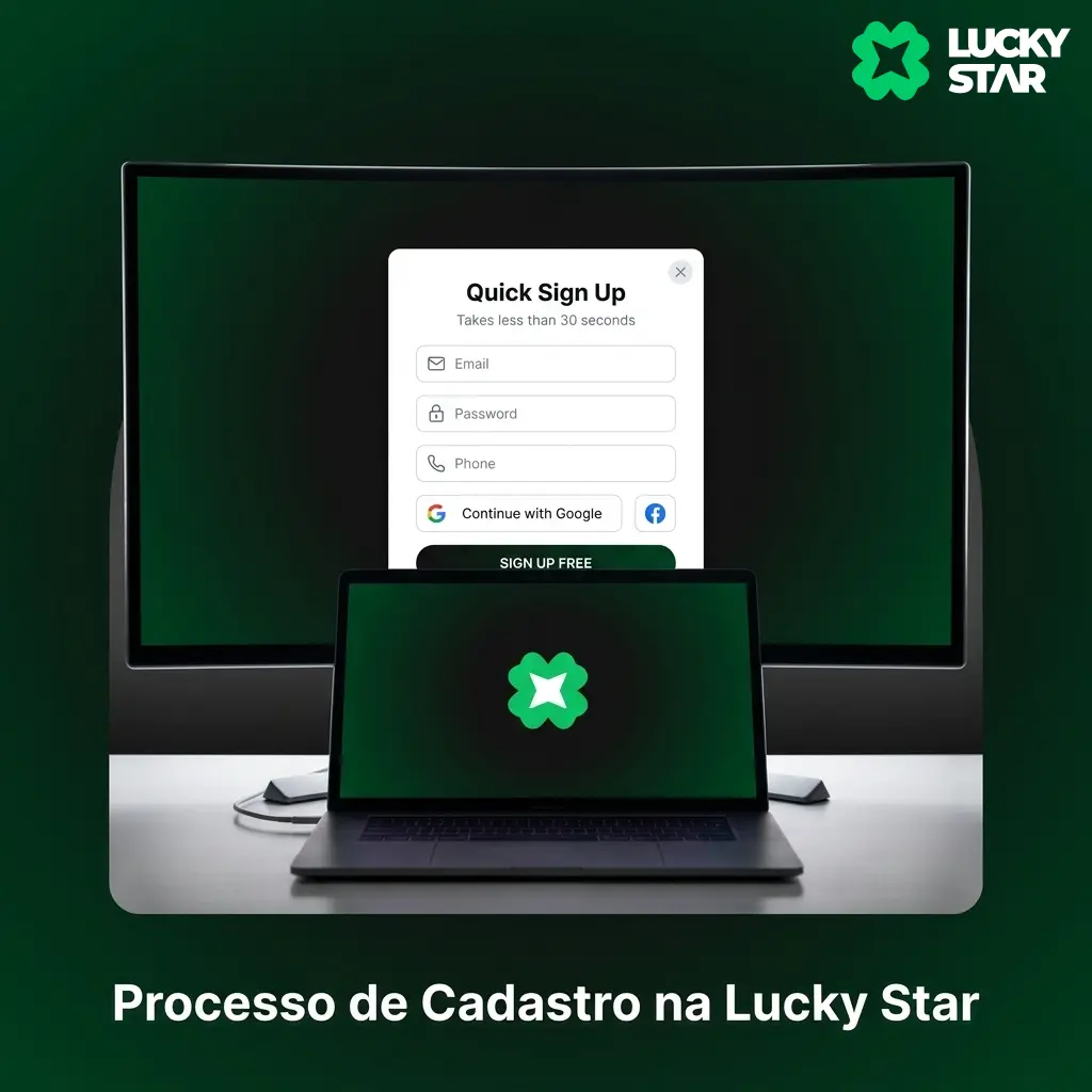 Clique no botão para abrir o formulário de registro na Lucky Star e crie sua conta em menos de dois minutos.