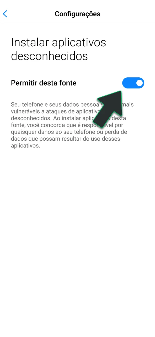 Acesse as configurações de segurança do seu celular, ative as fontes desconhecidas e jogue no Lucky Star.