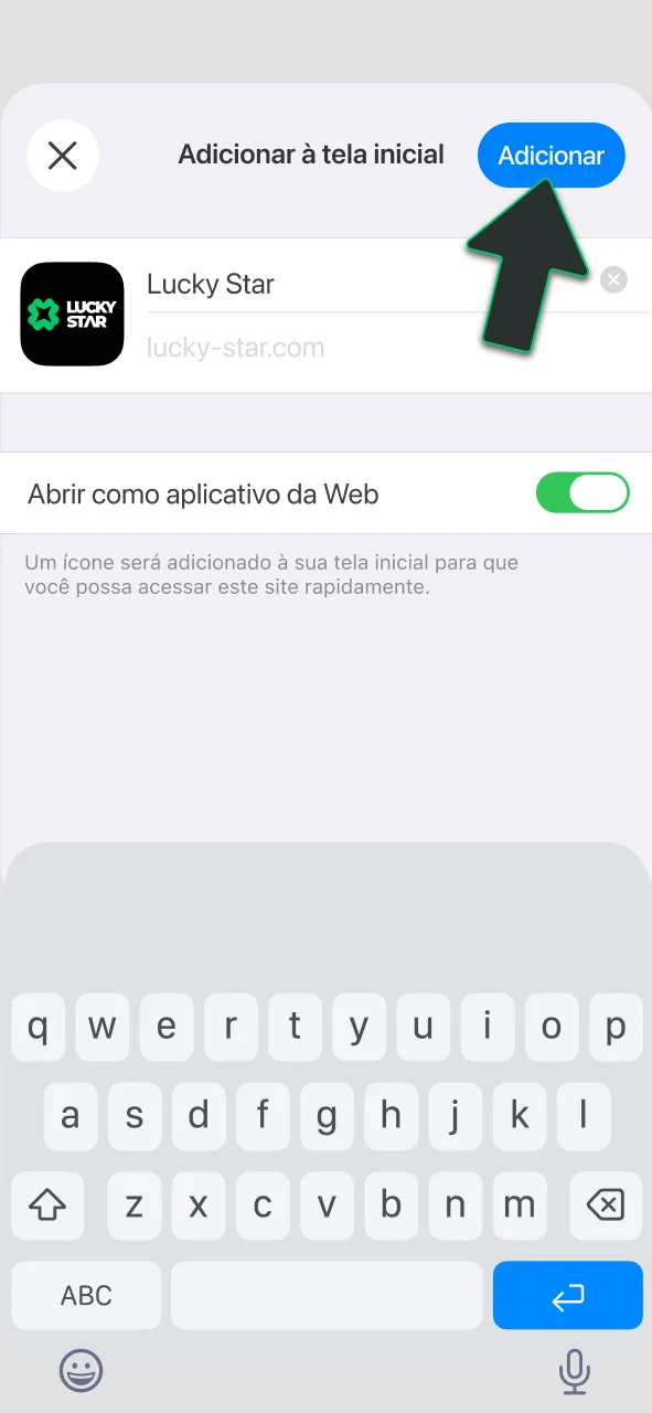 Confirme o nome exibido na tela, toque em adicionar no canto superior direito e jogue no Lucky Star.