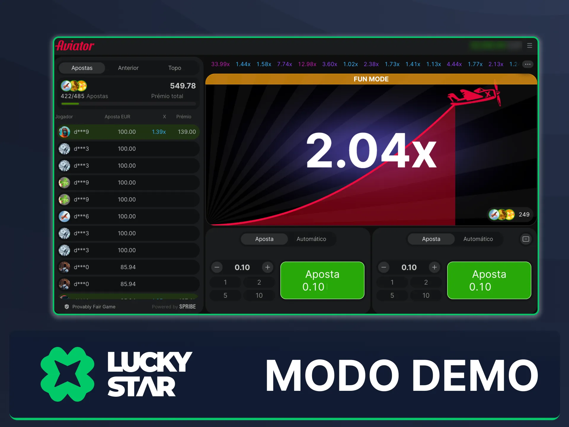 Jogue Aviator no modo demo na Lucky Star e experimente o jogo sem arriscar dinheiro real.
