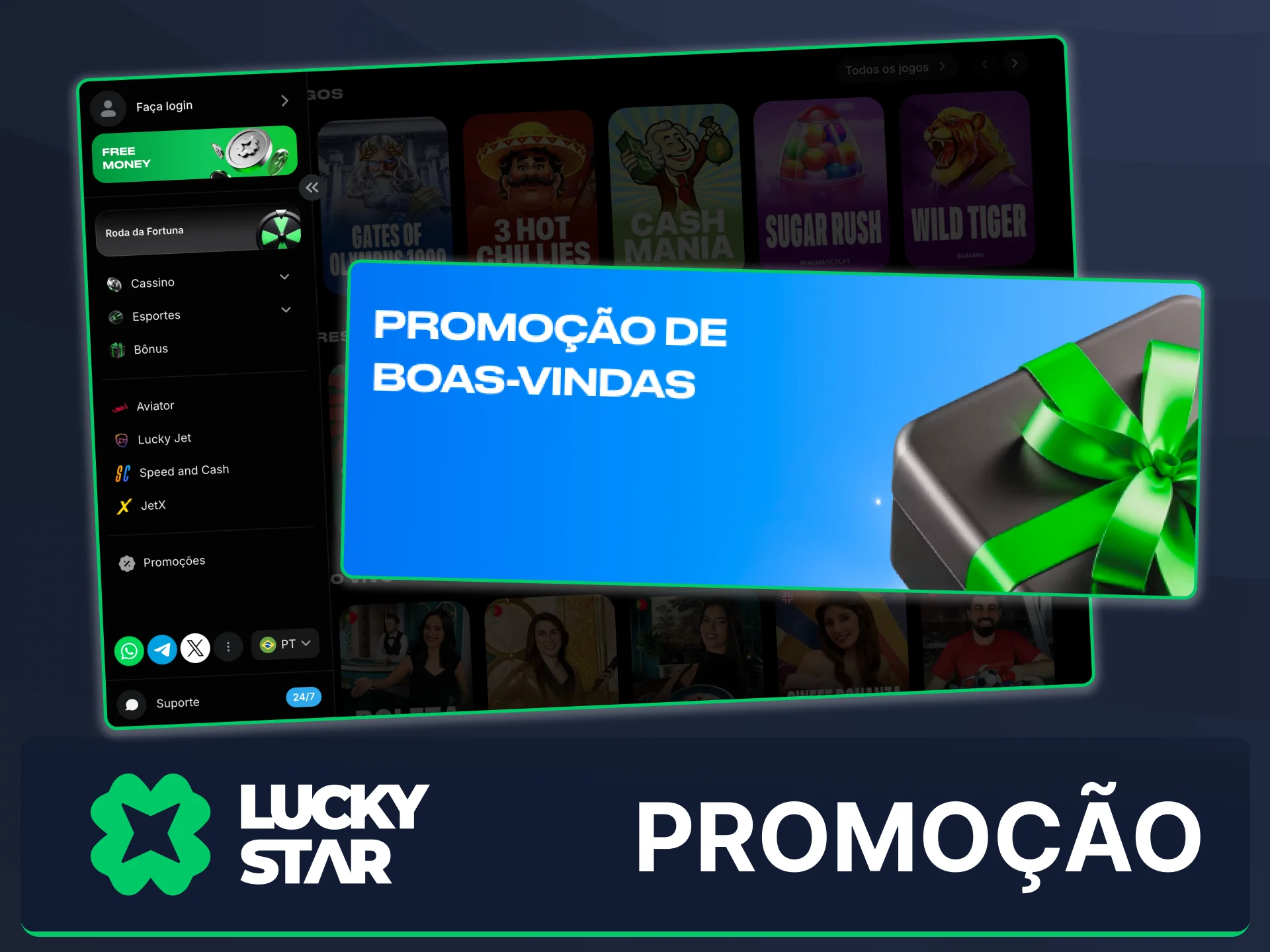 Cadastre-se na Lucky Star e ative a promoção de boas-vindas especial para jogadores do Brasil.