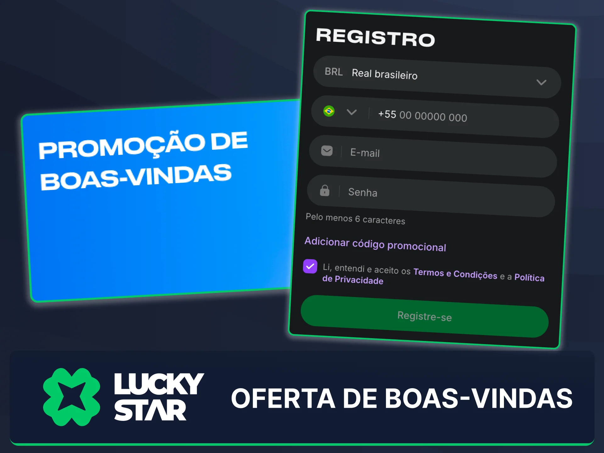 Aproveite a oferta de boas-vindas logo após concluir seu cadastro na Lucky Star.