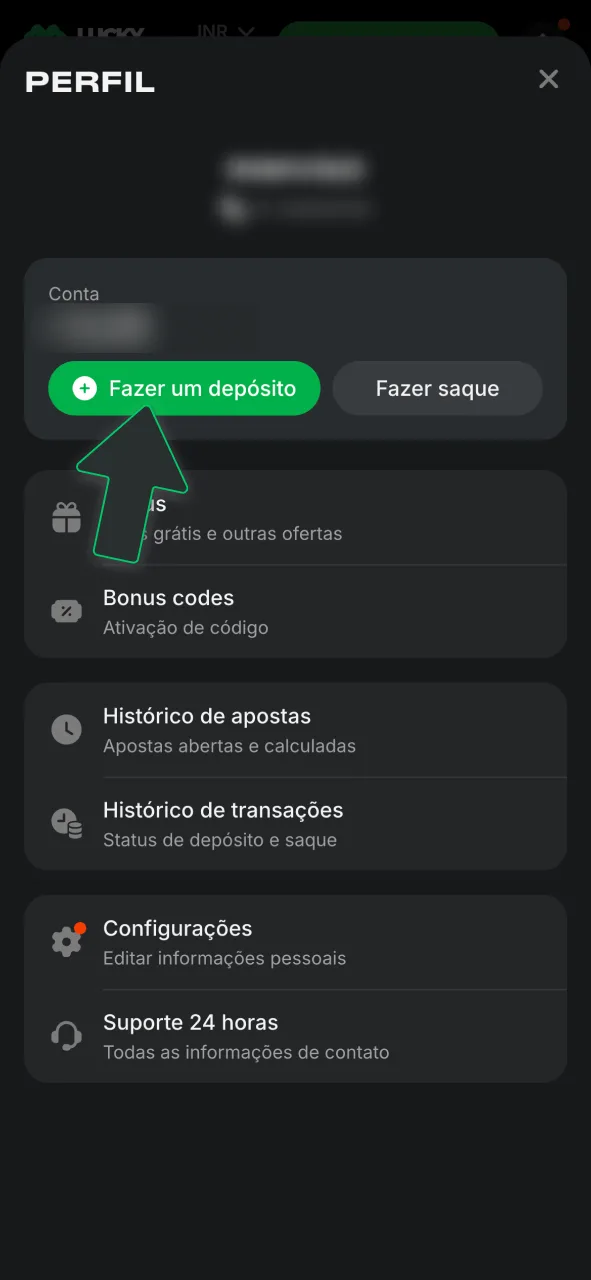 Abra o menu da sua conta no Lucky Star, selecione a opção de depósito e comece a jogar.