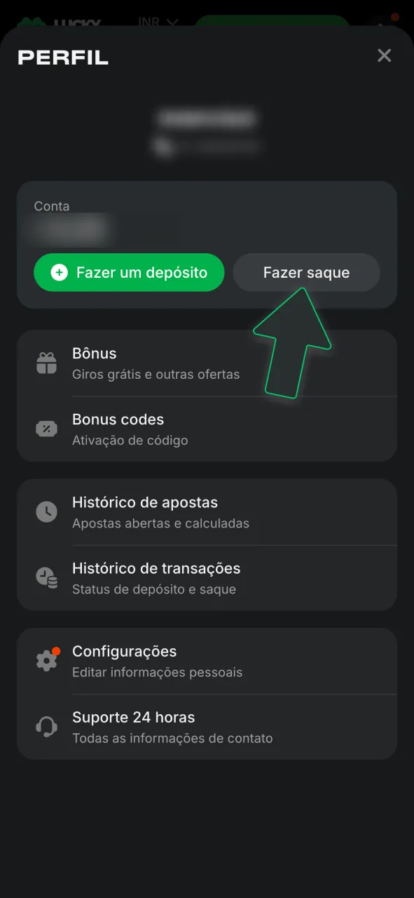 Abra o painel da sua conta no Lucky Star, selecione a opção de saque e retire seus prêmios.